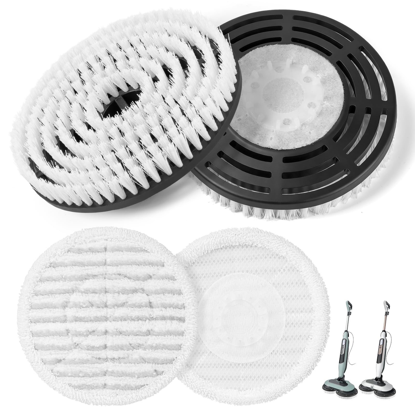 Photo 1 of 4 PACK Upgraded Steam Mop Replacement Pads for Shark Steam and Scrub Mop S8201 S8001 S8002 S7201 S7001 Series, Short Bristle Cleaning Brushes and Soft Scrub Pads for Deep Clean Home Hard Floors