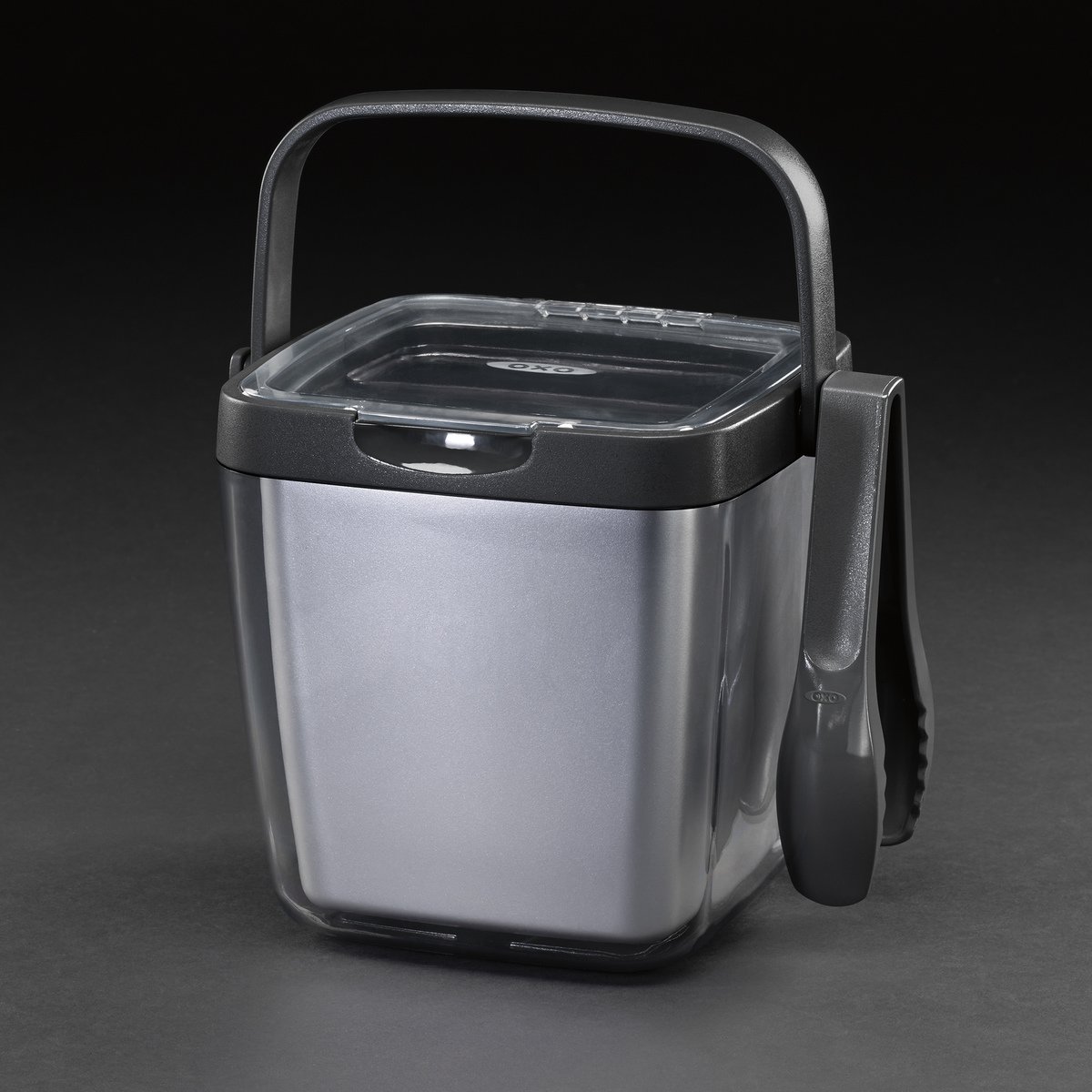 oxo good grips double wall ice bucket with tongs and garnish tray