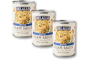 DeLallo White Clam Sauce, Made with Fresh Sea Clams, Authentic Italian Recipe with Olive Oil, Garlic & Herbs, No Preservatives, Pasta Sauce for Seafood Dishes,10.5 oz Can, (3 Pack)