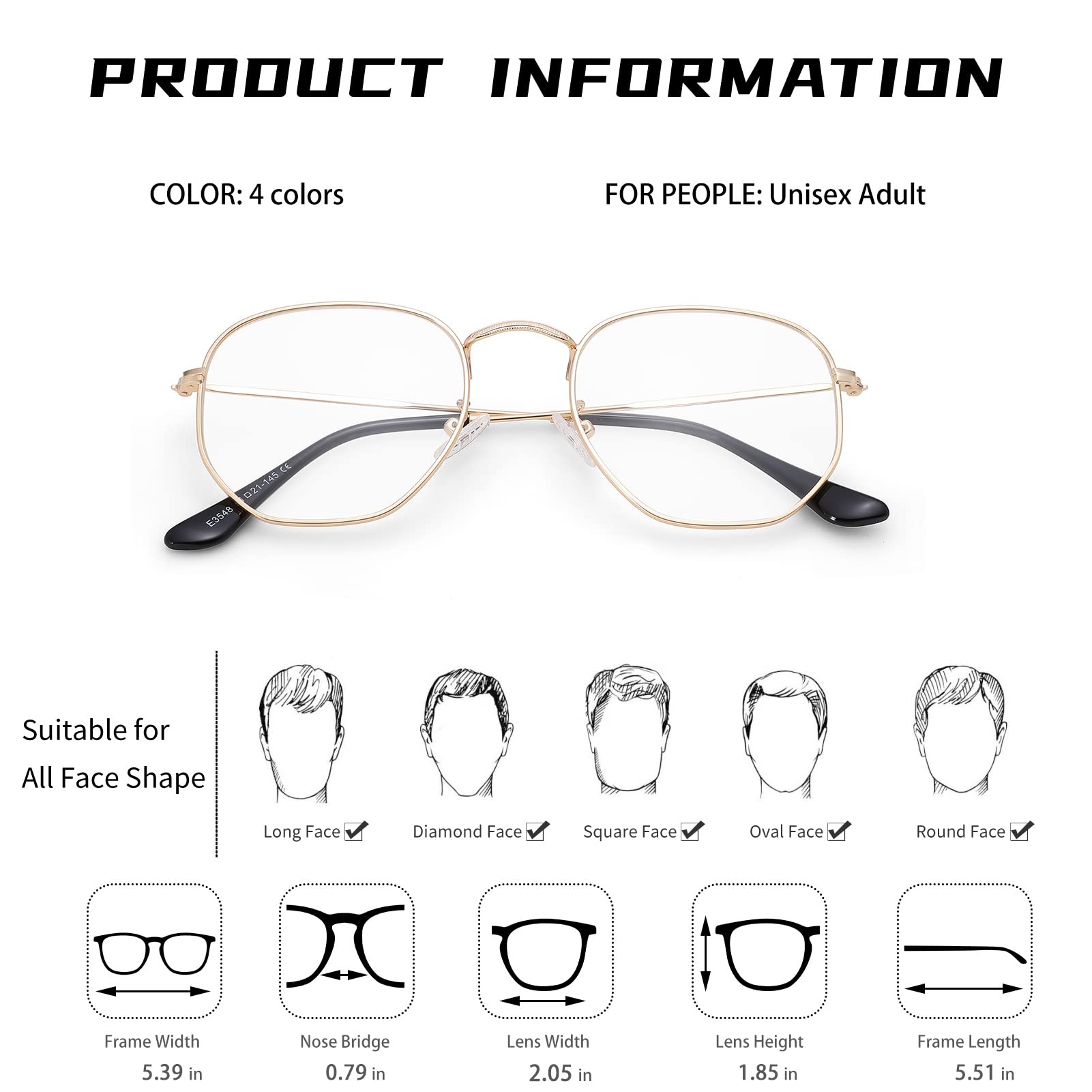Mua Hexagonal Non-Prescription Glasses Frame for Women Men Designer ...