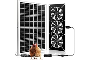 Roodike Solar Powered 3 Fan Kit, 25W Solar Exhaust Fans for Outdoor Greenhouse Chicken Coop Shed Pet House, IP67 Waterproof, High Velocity 3500RPM
