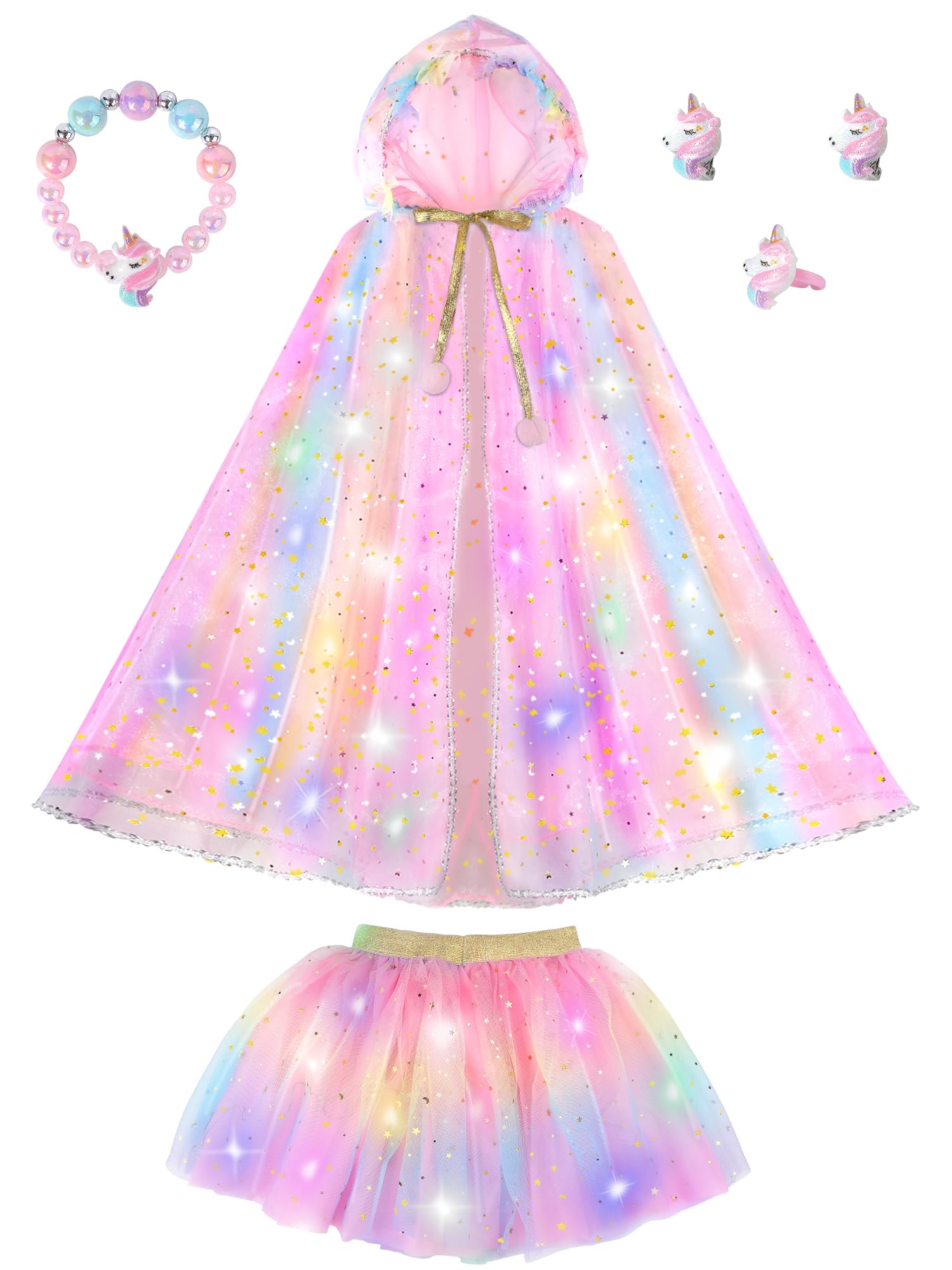 Photo 1 of *****MISSING ACCSESORIES***** ****JUST CAPE AND SKIRT****Fuzmo Princess Dress Up Clothes for Little Girls 3 4 5 6 Years Old, Kids Princess Cape with Accessories, Princess Toy for Toddlers Birthday Gift
