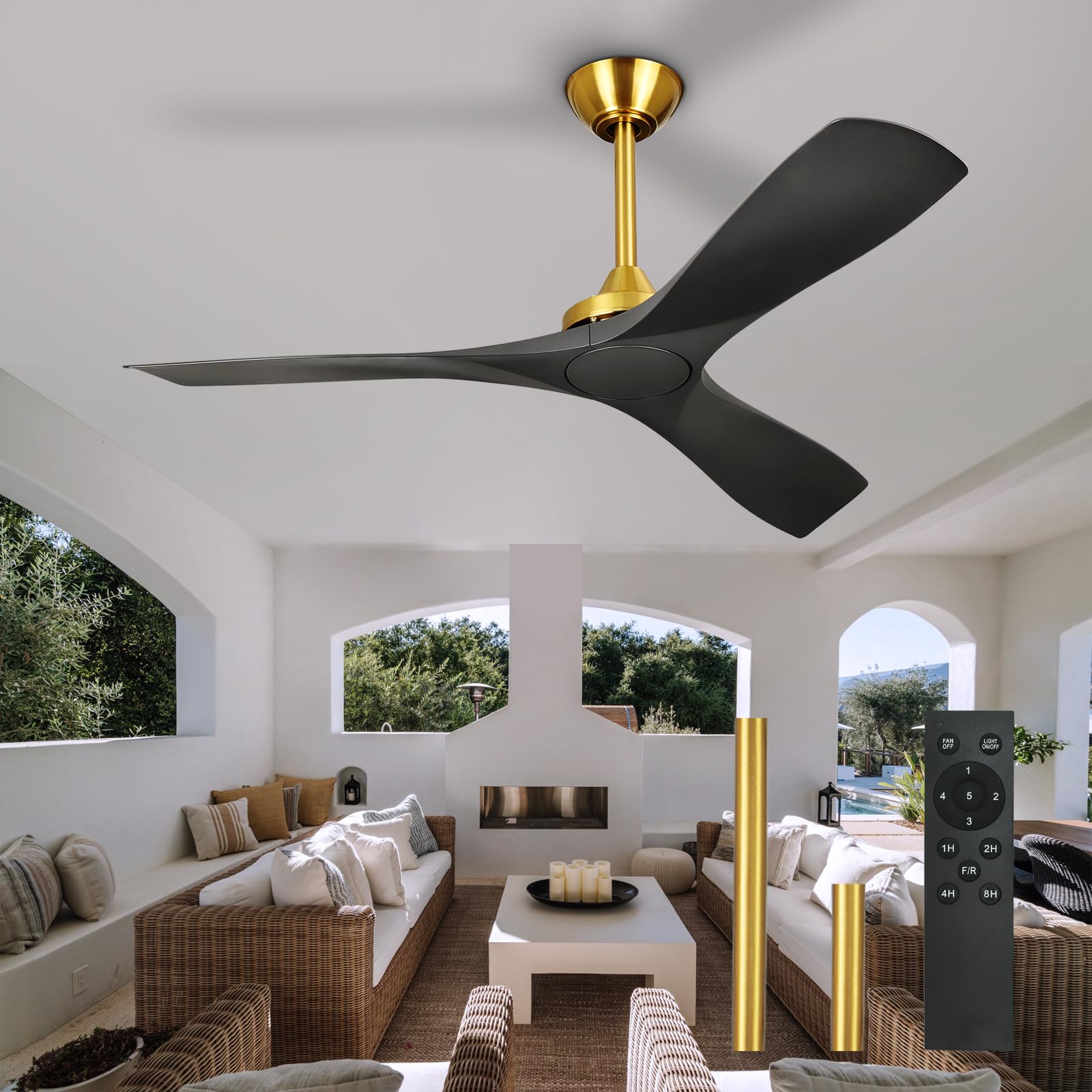 BvenuBigLite Modern Ceiling Fan with Remote: Black