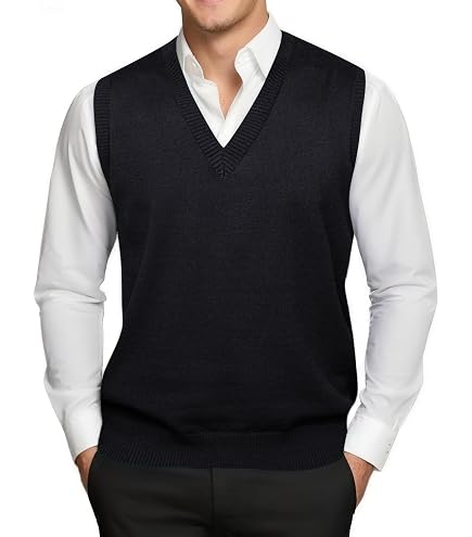 Men Women Knitted Cotton V-Neck Vest JK Uniform Pullover