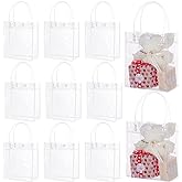 25Pcs Clear PVC Gift Bags with Handles, Small Plastic Tote, Reusable Transparent Gift Wrap / Shopping Bags for Wedding Candy Bags,Dessert,Merchandise, Retail, Small Business (Clear 5.9 * 5.1)