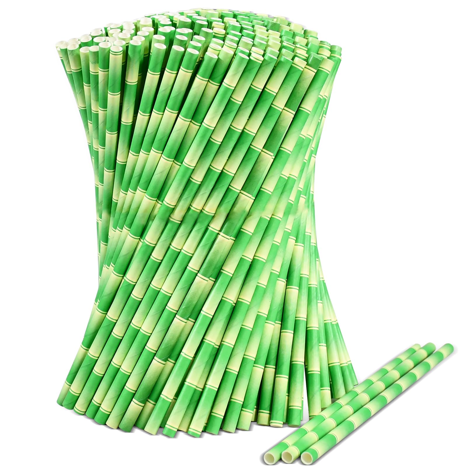 Green Bamboo Paper Drinking Straws 19.7 x 0.6 cm 1000 Pieces - For Cocktails, Sodas, Juices, Drinks, Bars and Restaurants — image 1