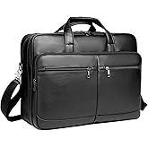 seyfocnia Men’s Leather Messenger Bag, 15.6 Inch 17.3 Inch Laptop Briefcase Satchel Computer Shoulder Bag Business Handbag