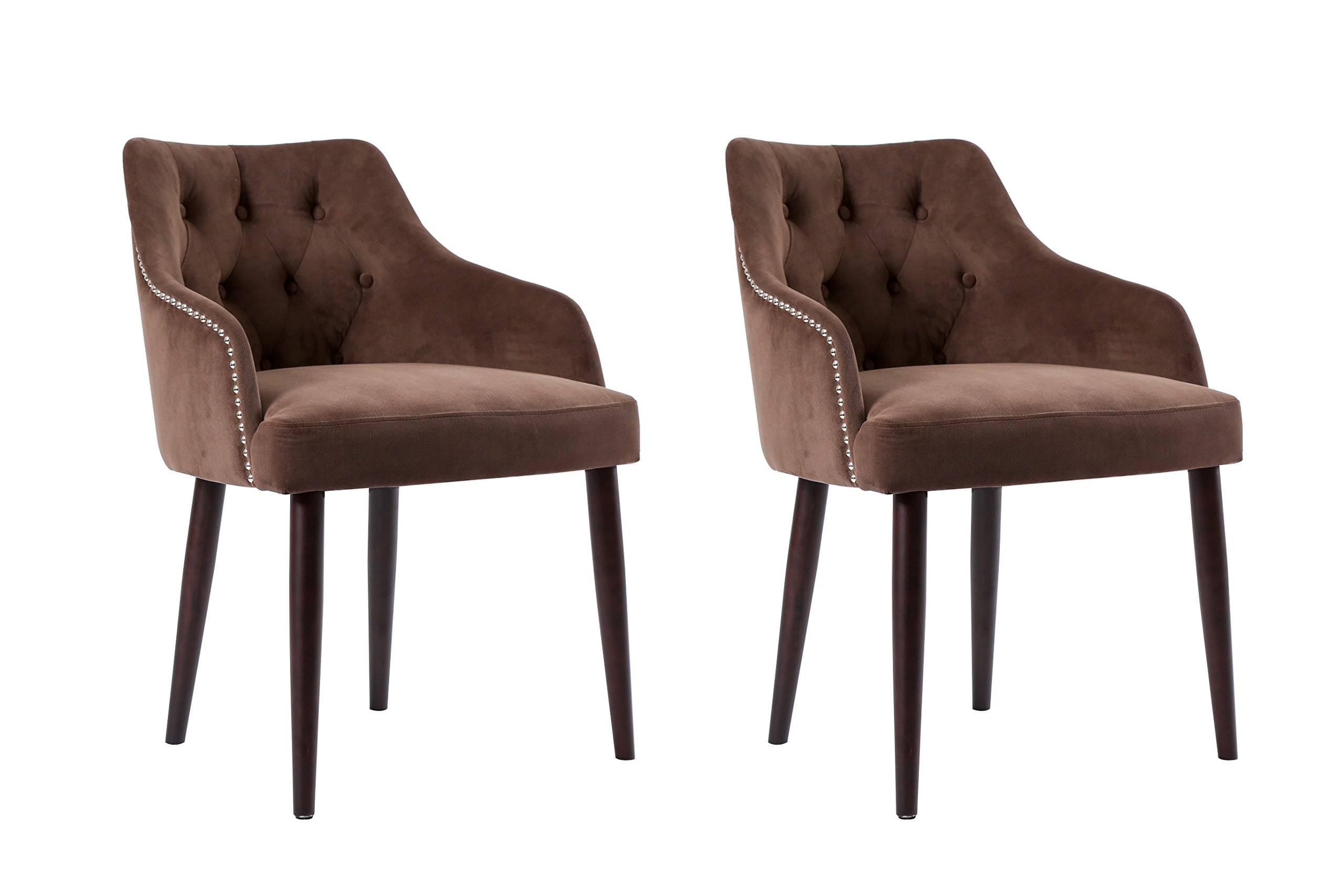 Fabric Tufted Upholestered Dining Chairs - Accent Living Room Chair with Arms, Solid Wood Legs