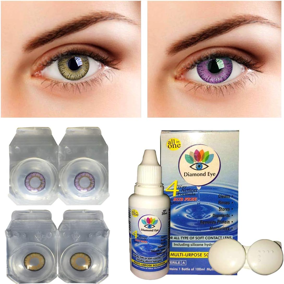 Gold Eye® Diamond Eye Hazel-Violet Monthly Color Contact Lens (Zero Power, Hazel-Violet))