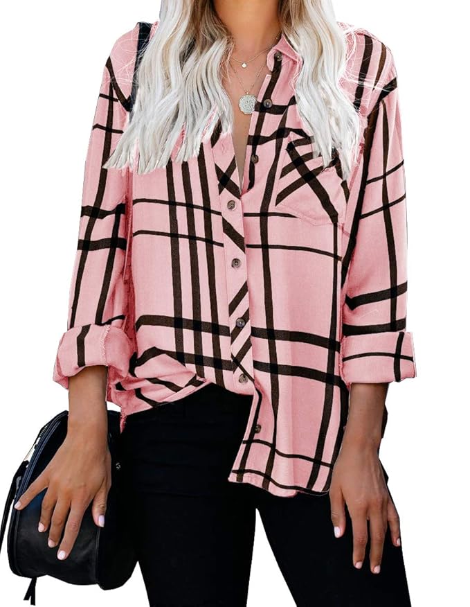 Last Minute Valentine's Day Prime Eligible Gifts - Womens Pink Button-down Top 