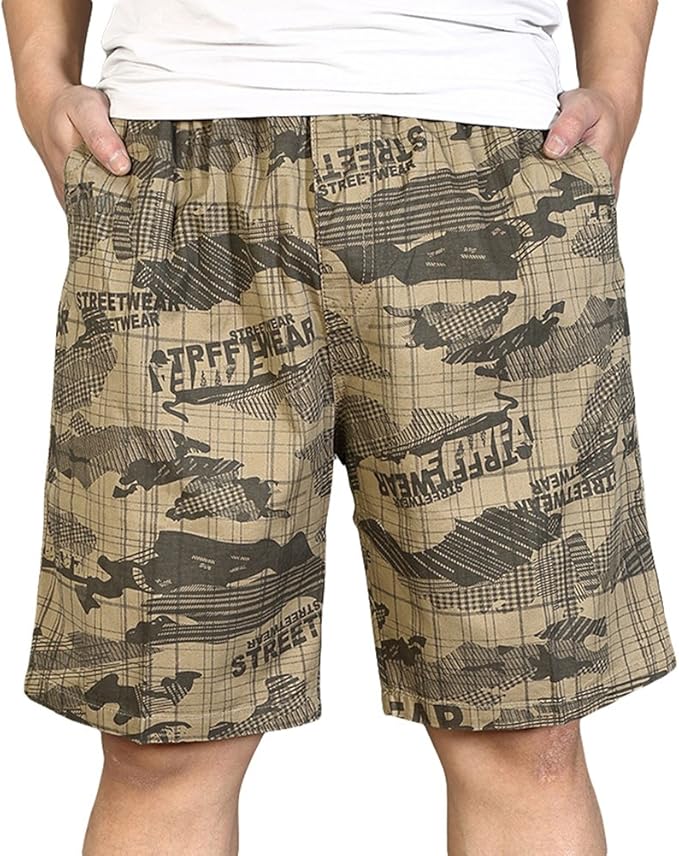mens elastic waist khaki shorts