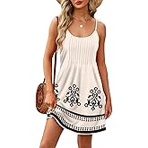 WEESO Summer Dresses for Women Adjustable Spaghetti Strap Beach Vacation Casual Cute Sundresses with Pockets