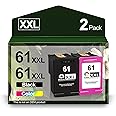 61XL Ink Cartridge Combo Pack Replacement for HP 61 Ink 61XXL High Yield Use with Envy 4500 4501 4502 5530 Officejet 4630 4635 Deskjet 1000 1010 1510 2540 2541 2542 3510 Printer(1 Black, 1 Tri-Color)