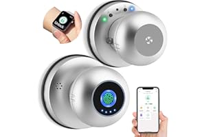 Smart Door Knob with Lock, Anweller Fingerprint Biometric Keyless Entry Electronic Digital Bluetooth App Control WiFi Door Lock for Bedroom Interior Apartment Garage Front Door - Silver