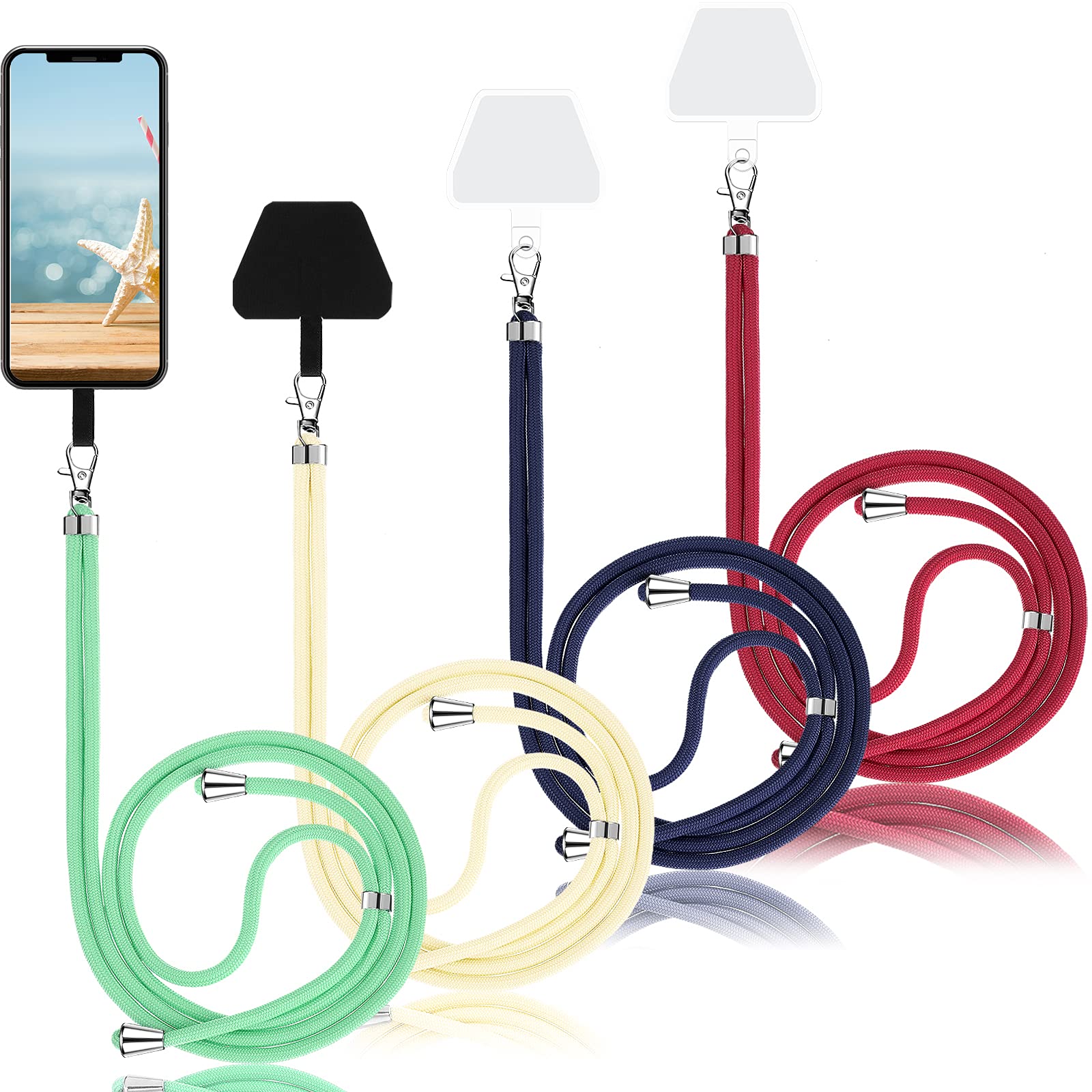 Weewooday 4 Pcs Phone Lanyard Crossbody Phone Strap Universal Cellphone Neck Lanyard with Patch for Women, Anti Theft(Multiple Colors)