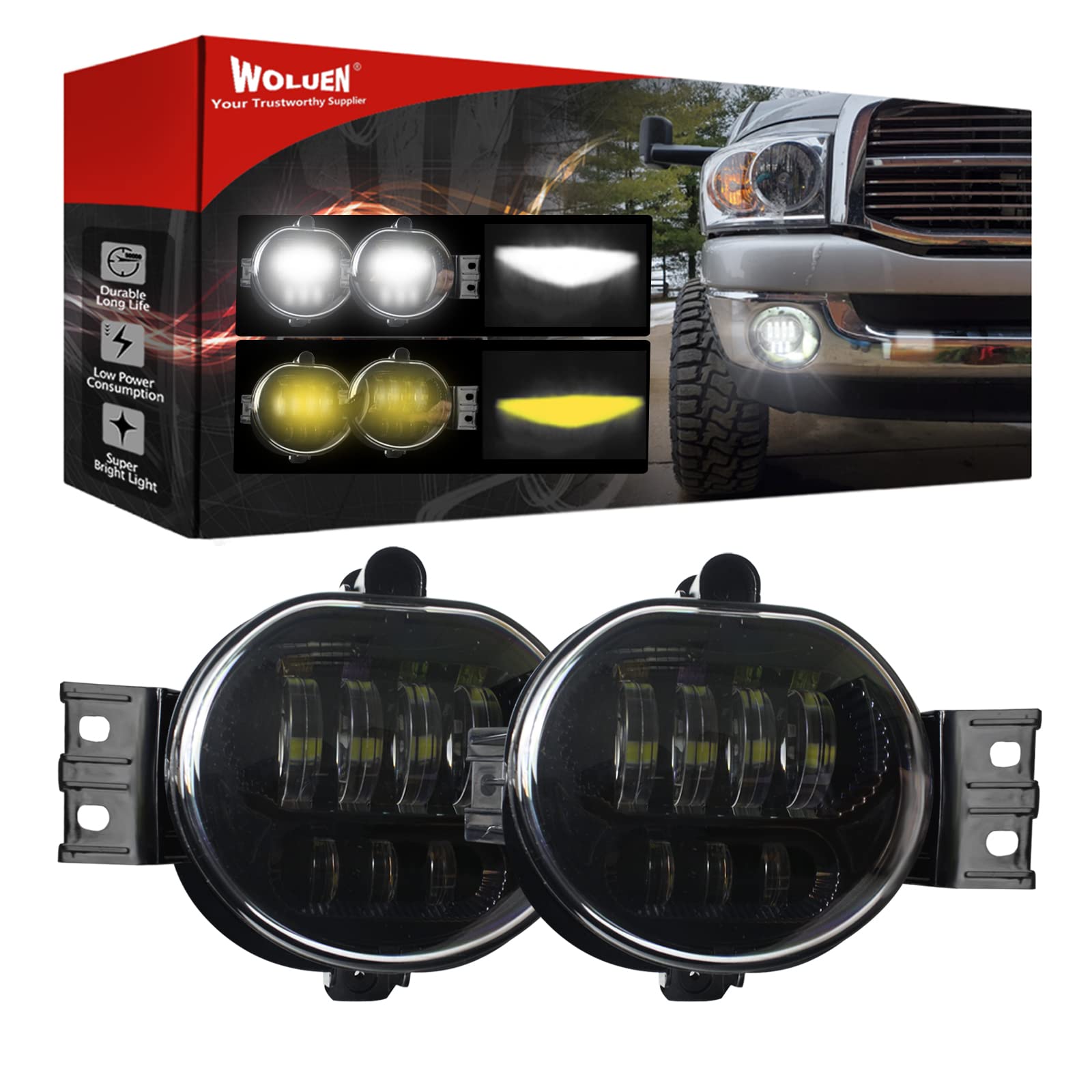 Upgraded Dual Color Super Bright LED Fog Lights for