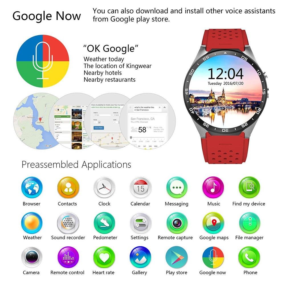 KOBWA KW88 3G WIFI Smartwatch Teléfono Todo en uno Bluetooth Smart ...