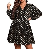 RED DOT BOUTIQUE Plus Size Flutter Butterfly Sleeve Overlap Wrapped V Neck Mesh A-Shaped Dress