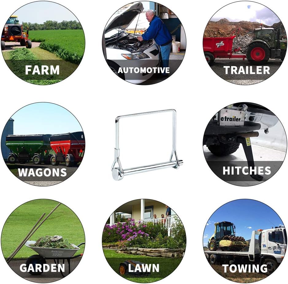 10 Pcs Square Pto Pin Shaft Locking Pin 1/4 pin Hitch pin Wire Lock Pin Safety Coupler Pin 1/4" x 2-3/4"for PTO,Farm,Lawn,Hitches,and Garden: Home Improvement