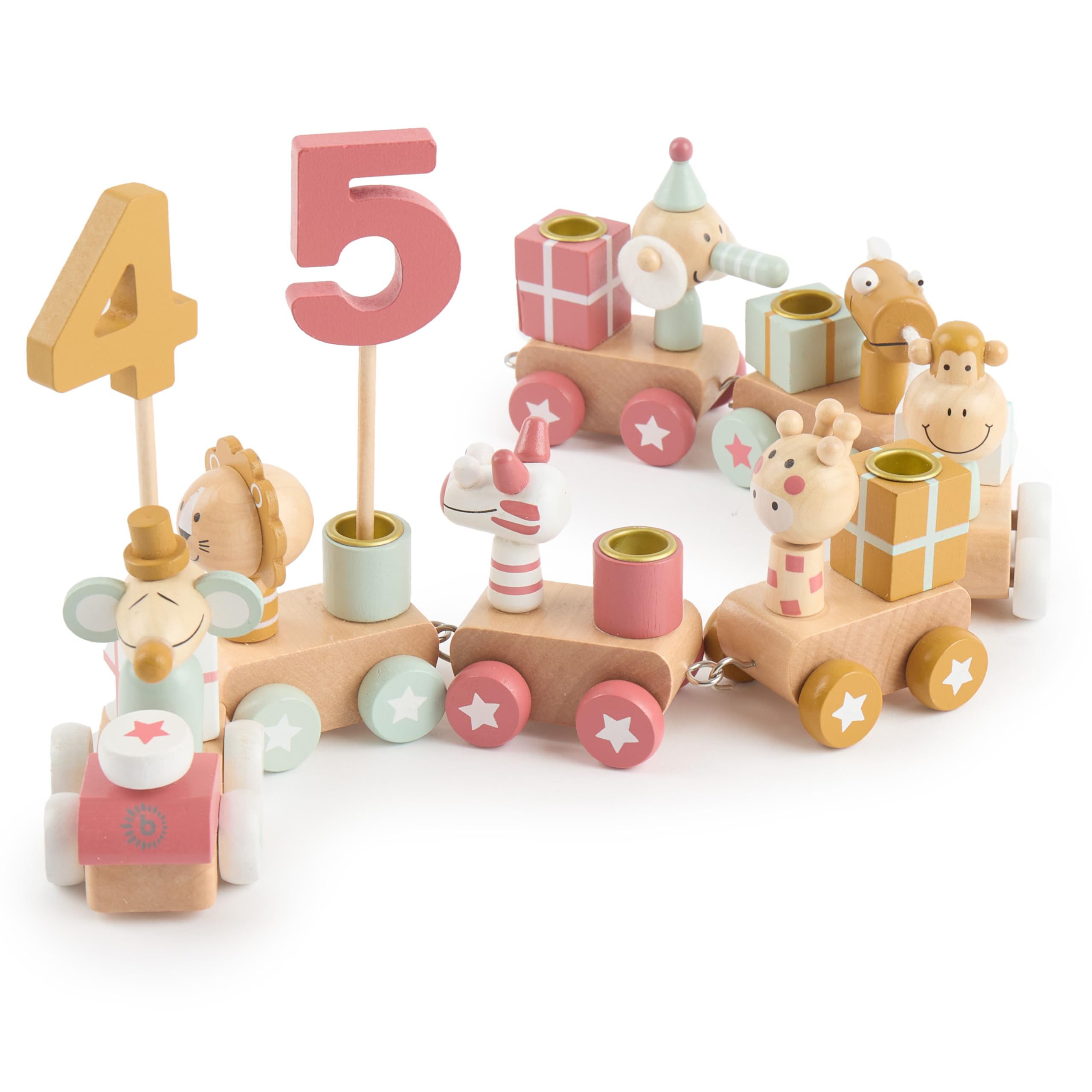Bieco Wooden Birthday Train - Berry Look 0-99 Years - Boy - Girl 1st Birthday Ring Plate Wreath Candles — image 1