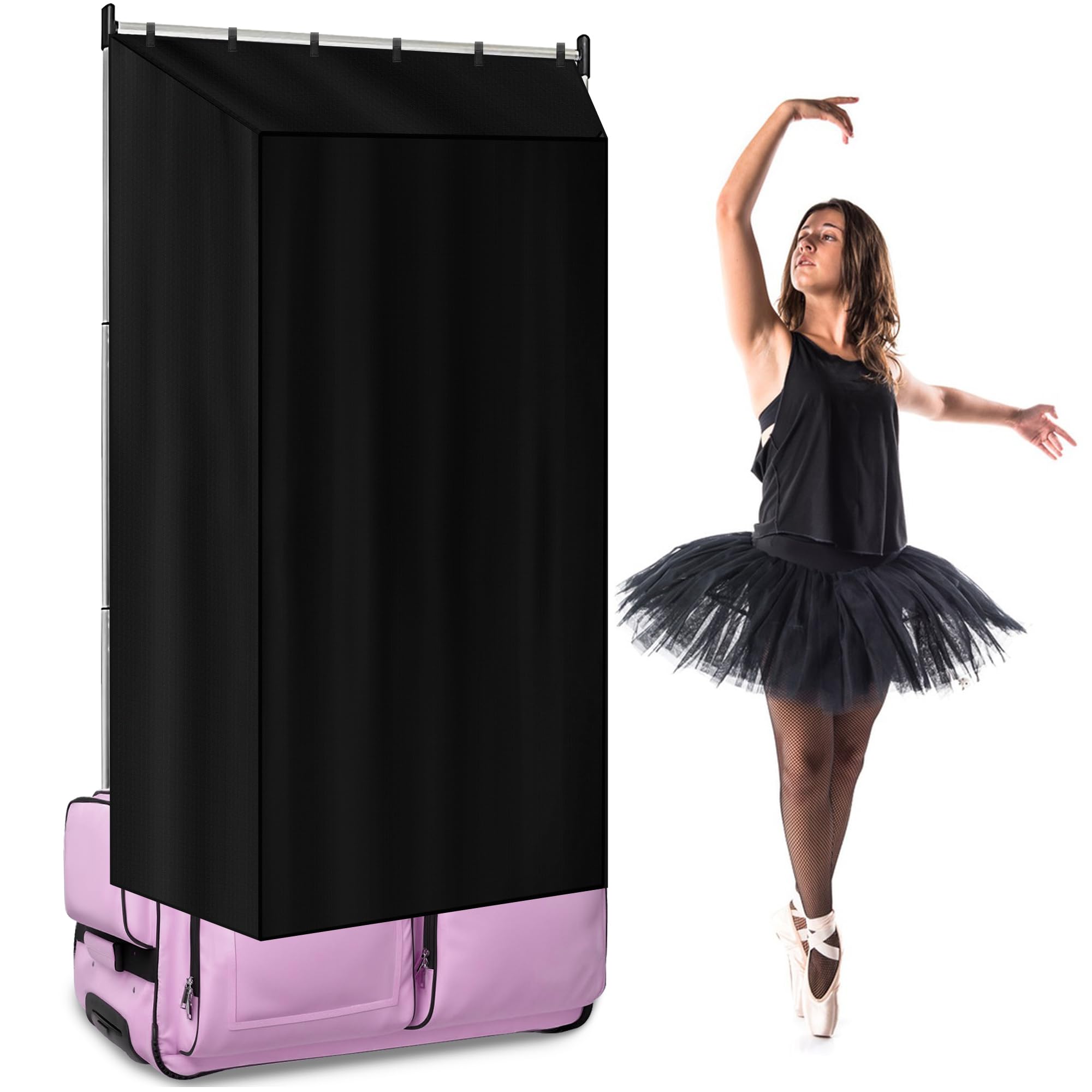 Photo 1 of RunNico Three Sides Privacy Curtain for Dance Bag, Portable Dancer Changing Curtain with Storage Bag, Backstage Privacy Changing Room for Training Competition Outdoor Camping (Dance Bag Not Included)