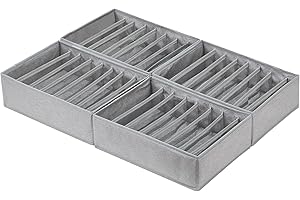 Qozary 4 Pack Drawer Organizers for Clothing, 8 Grids Foldable Closet Organizers and Storage Bins for Bedroom, Dresser Organizer Boxes for Thin T-shirts, Tank Tops, Camisoles, Tights, Leggings