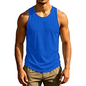 Kenvina Men's Sleeveless Shirts Beach Vacation Summer Gym Tees Workout Quick Dry T Shirts Casual Athletic Muscle Tank Tops