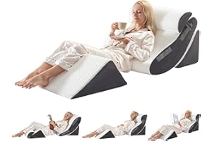 WSOFRLAC 4PCS Orthopedic Bed Wedge Pillow Set for Sleeping, Post Surgery Foam Support Pillows for Back, Neck and Leg Pain Relief, Adjustable Triangle Pillow – Acid Reflux, GERD & Snoring Recovery, White Grey