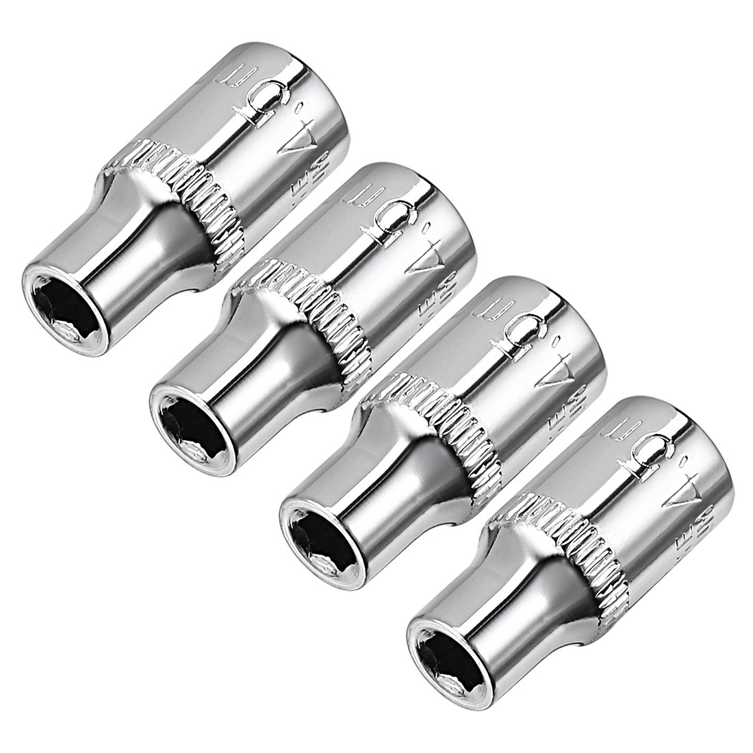 Sourcingmap 4 Pcs 1/4-Inch Drive 4.5mm 6-Point Shallow Socket, Metric, Cr-V
