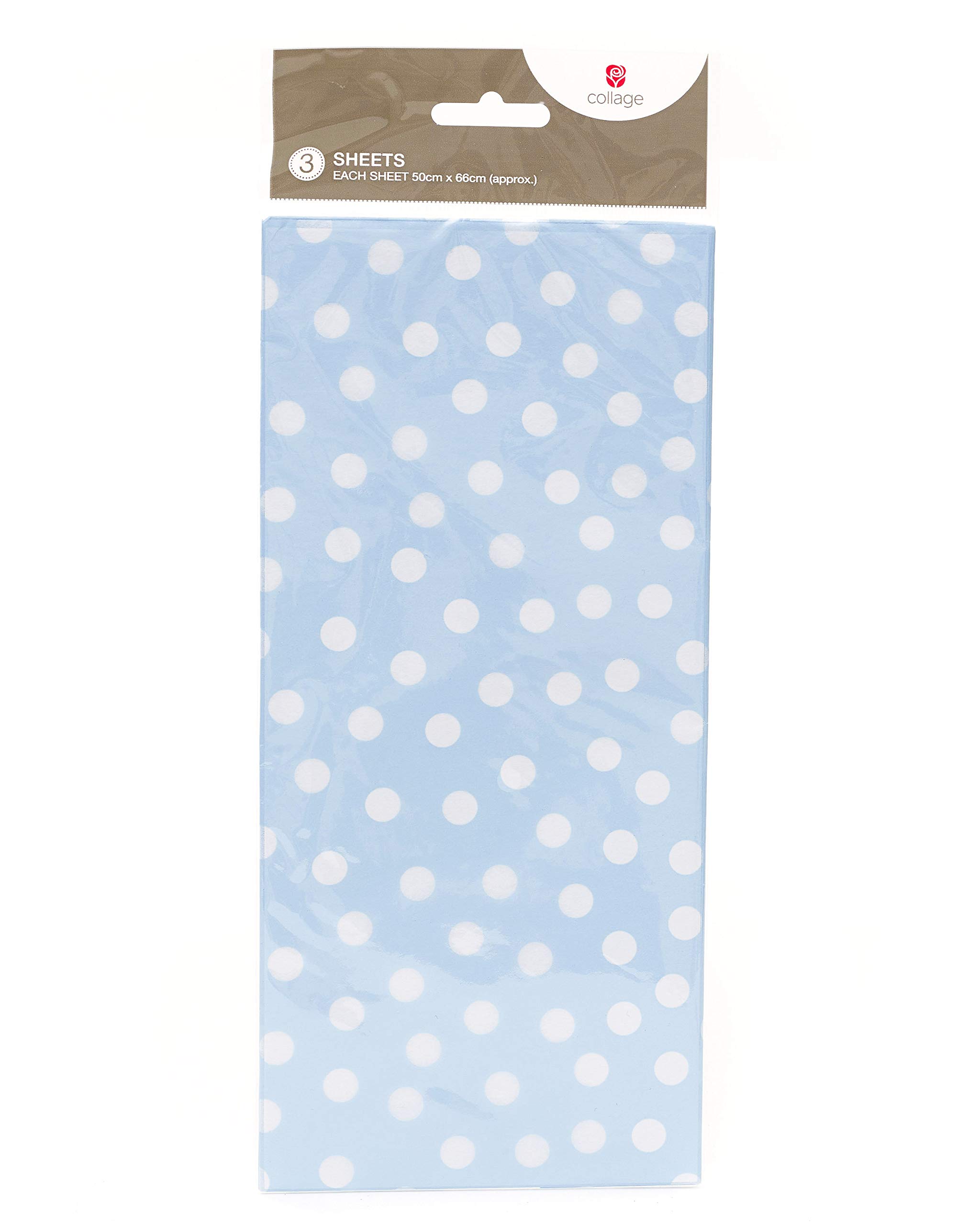 UK Greetings | Tissue Paper for Him/Her/Friend | Packing/Craft Paper | Gift Wrap | Birthdays/Weddings/Christmas | Blue & White Polka Design | Pack of 3 | 111 x 256 x 6 mm