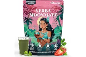 VELTRACHA Yerba Mate Instant Tea Powder, 4-in-1 Functional Yerba Extract with Prebiotics & Probiotics, Low Sugar Clean Energy Drink for Focus, Gut Health & Reduce Brain Fog, Strawberry Matcha - 30 Servings