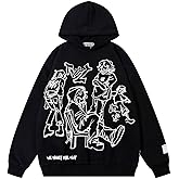COOLMONAR Mens Cartoon Graphic Hoodies Streetwear Hooded Sweatshirt Pullover Hip Hop Fashion Y2K Hoodies Unisex