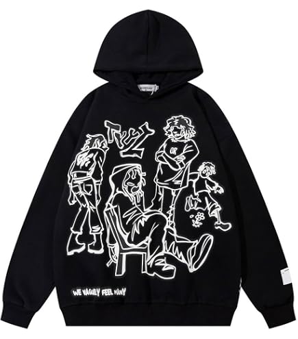 Amazon.com: FantasyGears Mens Hoodies Y2k Oversized Black Graphic