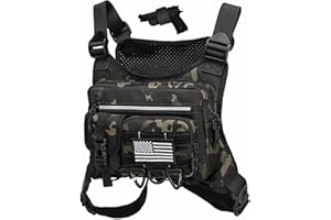HAMBOLY Chest Bag for Men and Women, Tactical Running Chest Pack with Pistol Holster, Slim Anti-Bounce Design, Universal Fit for Travel, Motorcycle Riding, Workouts