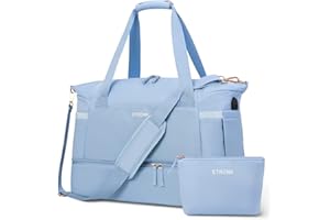 ETRONIK Gym Bag for Women, Travel Duffel Bag with USB Charging Port, Weekender Overnight Bag with Wet Pocket and Shoes Compartment for Women, Travel, Gym, Yoga (Blue)