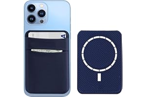 YesDoes Magnetic Phone Card Holder,Compatible with MagSafe,Stretchy Lycra Double Pocket Wallet,Credit ID Card Cash Pouch,Mag Safe Phone Sleeve Case,Design for iPhone 14,13,12,Plus,Pro,Pro Max Blue