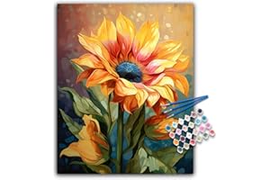 Offito Paint by Numbers Kit for Adults Beginners, Sunflower Acrylic Adult Paint by Number Kits on Canvas, Sunflower Digital Oil Number Painting Kits for Home Decor Gift 16"x20"