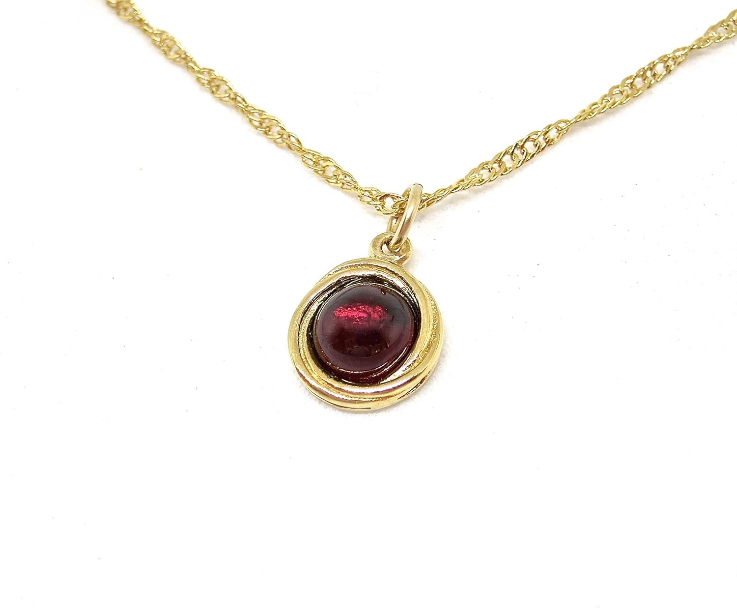 Garnet Necklace, Gold Necklace 