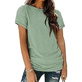 AUTOMET Women's Soft Basic Short Sleeve T-Shirt, Round Neck Top Casual Tee for Spring Summer Daily Wear