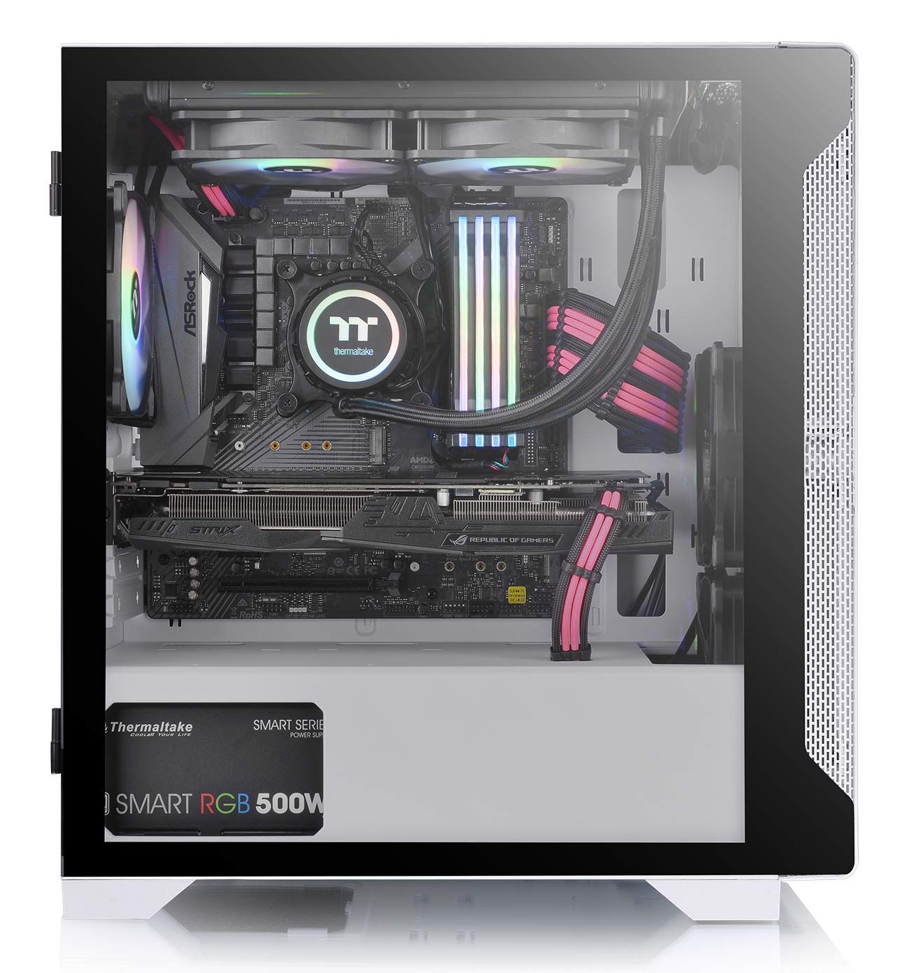 Thermaltake S100 Tempered Glass Snow Edition Micro-ATX mini-Tower Computer Case with 120mm Rear Fan Pre-Installed CA-1Q9-00S6WN-00, White