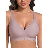 AILIVIN Women's Seamless Bras Wireless Scalloped Push Up Bras Soft No Underwire Comfort Full Coverage Bralettes