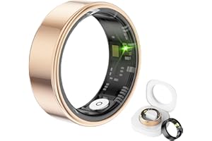 WALPCK Smart Ring Health Tracker, Anillo Inteligente para Hombre, Health Rings for Women & Men, Long Lasting Batteries Sleep Ring, Waterproof Fitness Tracker (Gold, 8#)