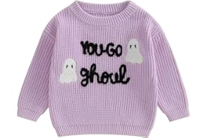 HOANSELAY Halloween Baby Clothes Ghost Embroidery Sweater Knitted Pullover Sweatshirt Tops Toddler Fall Halloween Outfits