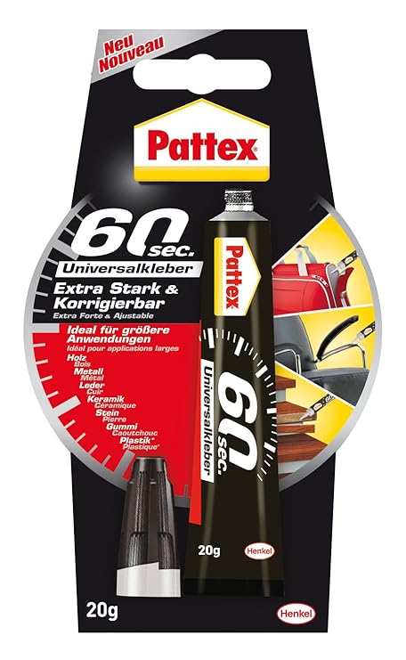 Pattex 60 Sekunden Universalkleber / Extra starker und wasserfester Kleber - ideal auch für größere Reparaturen / 1 x 20g