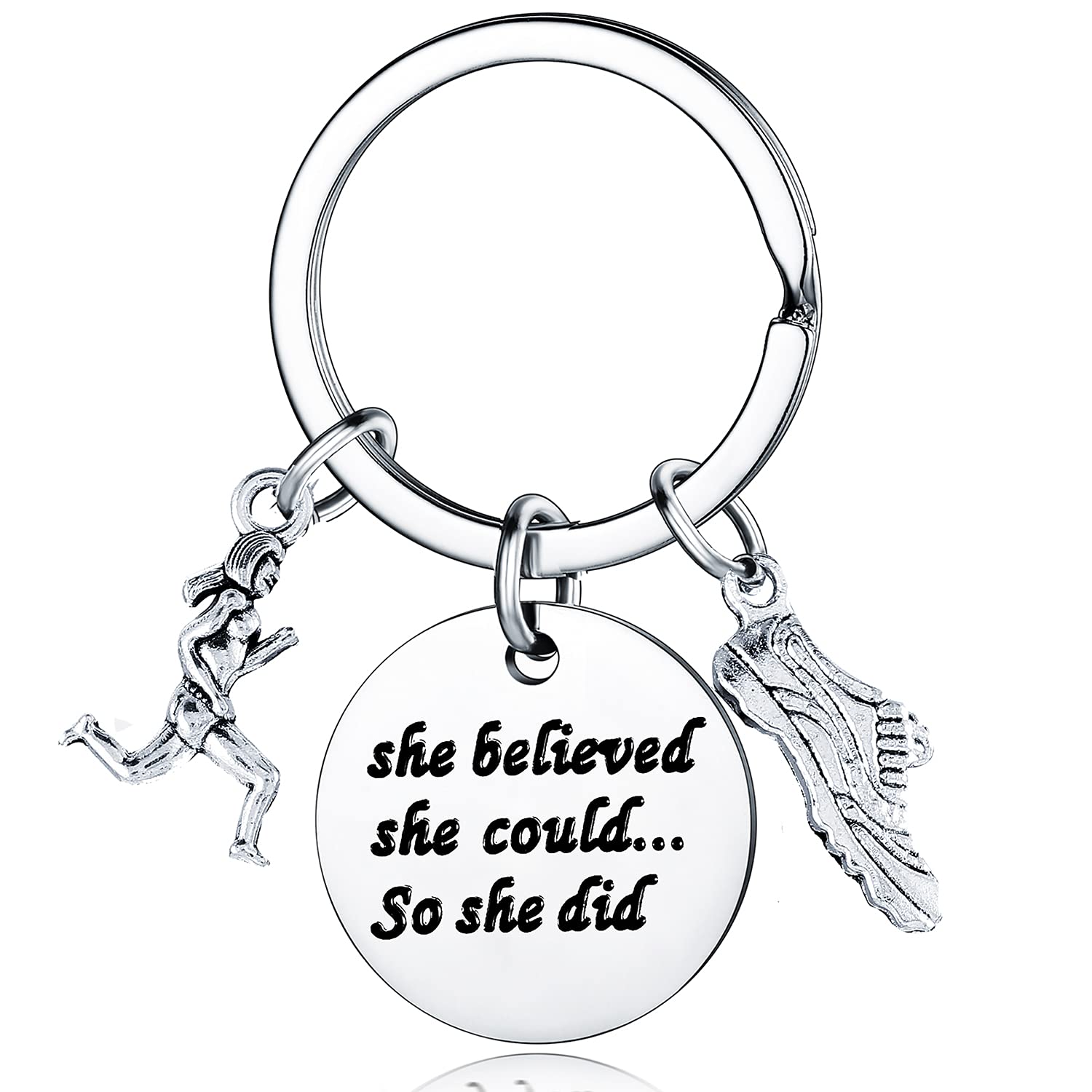 Nimteve Gift For Runner Women She Believed She Could So She Did Keychain Teen Girls Gifts (To Runner)