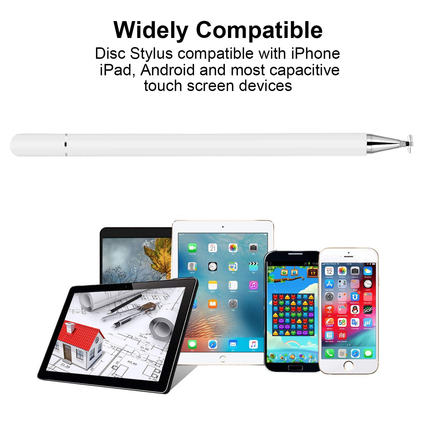 KIMZY Disc Stylus, Fine Point Touch Screen Digital Pen Compatible for iPad 7/ Pro/Air/Mini, iPhone 11 Pro Max/XS, Samsung Note, Pixel 2 and More Capacitive Smart Phones and Tablets