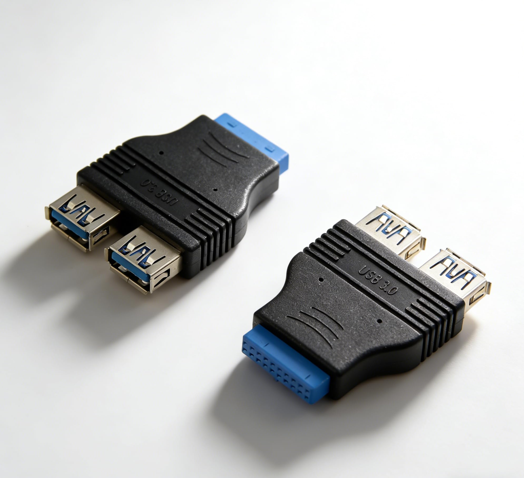 RHINORO (Pack of 2) USB 3.0 SuperSpeed Motherboard Header 20 Pin to 2 USB A Port Socket USB Female Adapter Connector Hub