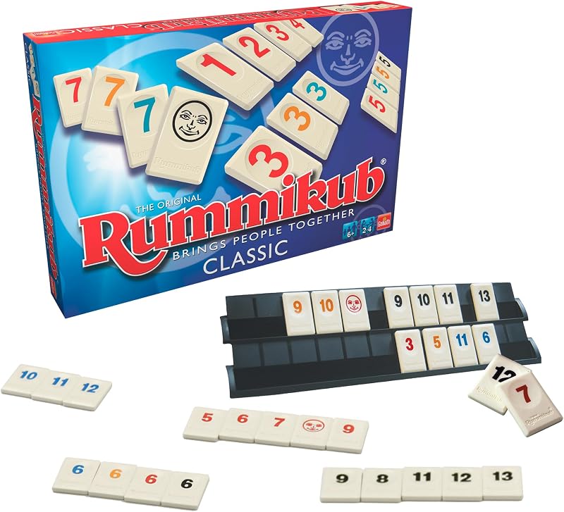 , Rummikub Original, 4 Jugadores, Juego De Mesa+6 Años, Juegos De Mesa Adultos Y Niños, Juego Estratégico De Fichas, Juego De Números De Estrategia para De 2 a 4 Jugadores(64550400)