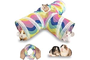 LUXIFY Guinea Pig Tunnel, Collapsible 3 Way Guinea Pig Hideout, Tube Toys with Interactive Ball for Small Animals Guinea Pigs, Hamsters, Chinchillas
