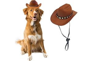 AWOCAN Dog Cowboy Hat Cat Cowboy Hat Pet Cowboy Costume Mini Cowboy Hat for Dogs Cat Holiday Halloween Pet Party Decoration (Brown, Large)